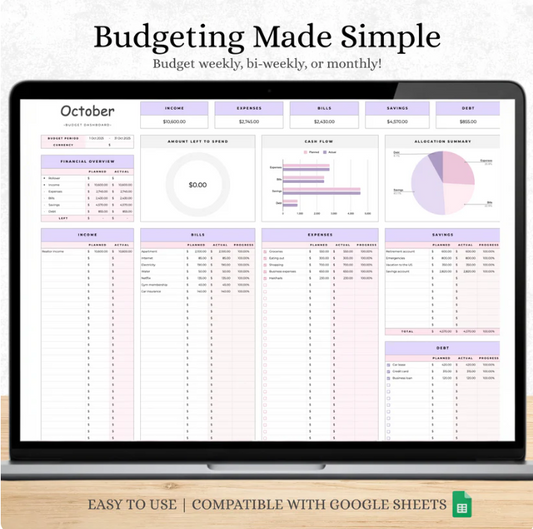 The Budgeting Template For Excel & Google sheets (all currencies)