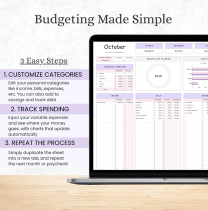 The Budgeting Template For Excel & Google sheets (all currencies)